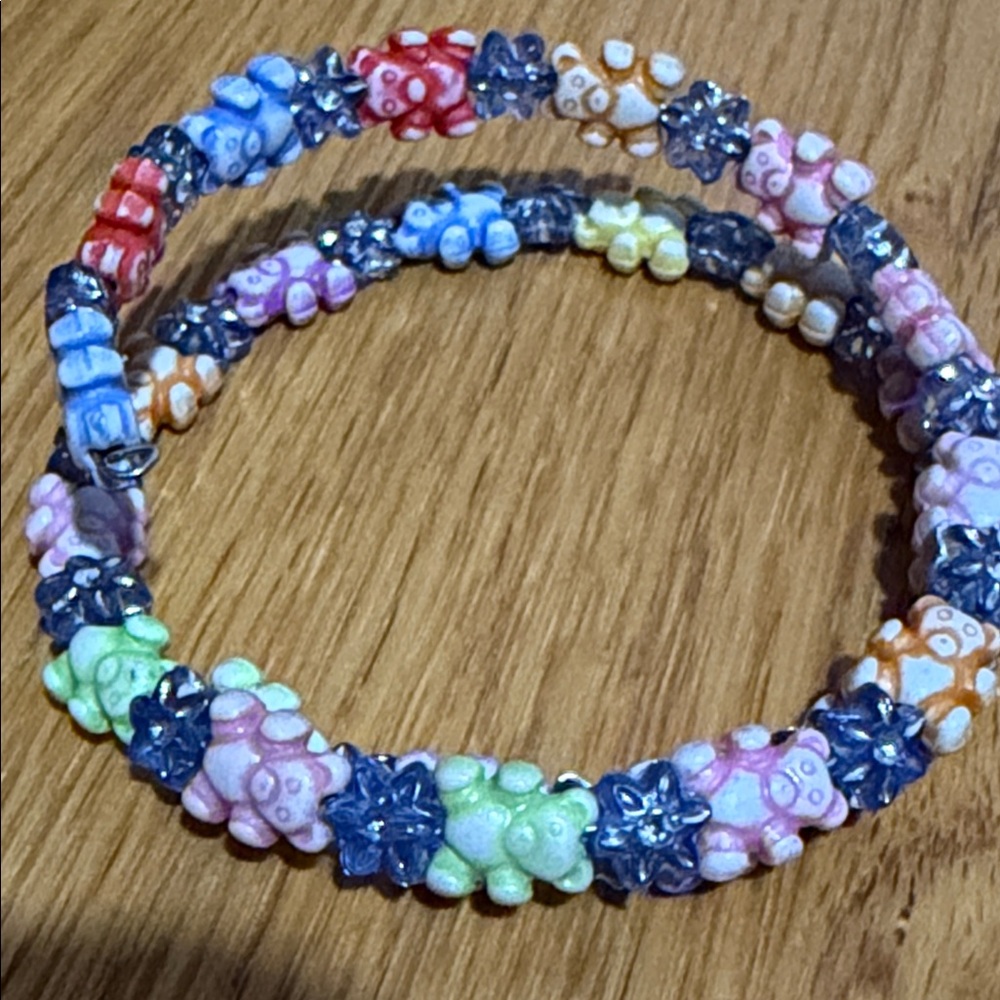 TEddy Bear Floral Beaded kids Bracelet